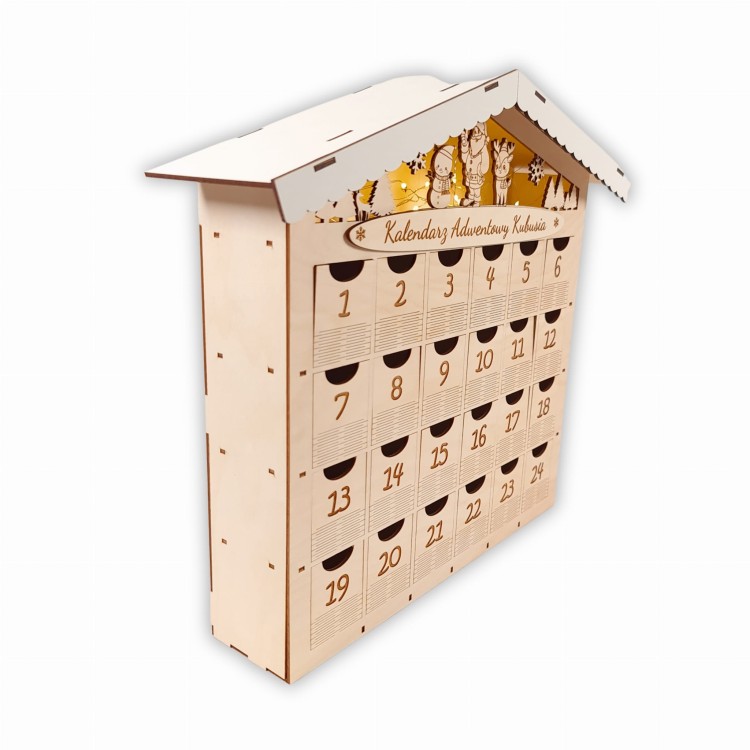 kalendarz domek adwentowy z sklejki