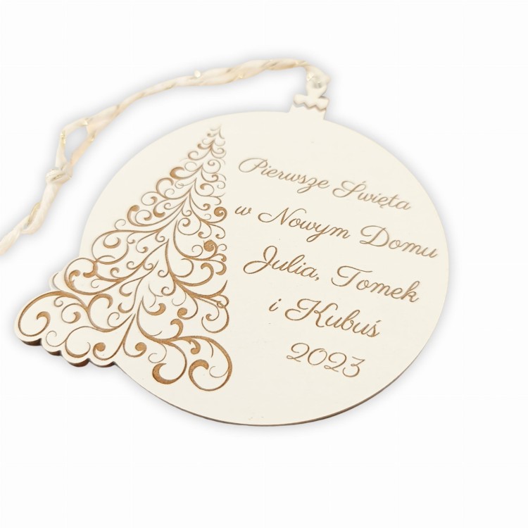 biała zawieszka na choinkę