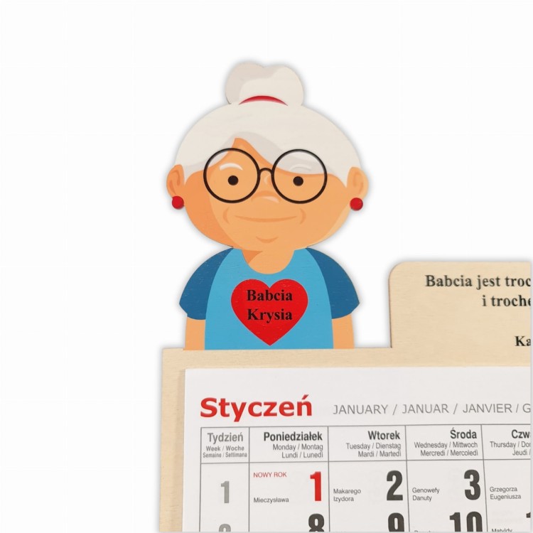 Kalendarz na dzień babci z imieniem