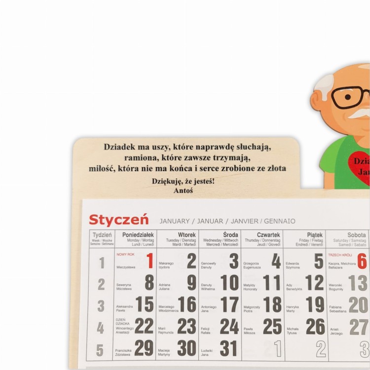 kalendarz z cytatem dla dziadka