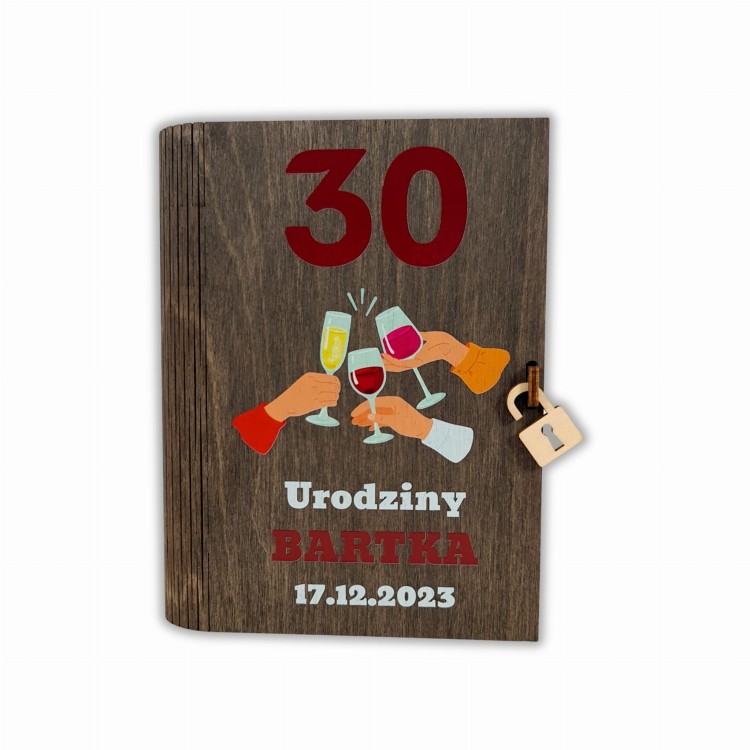 Drewniane pudełko z kolorowym nadrukiem