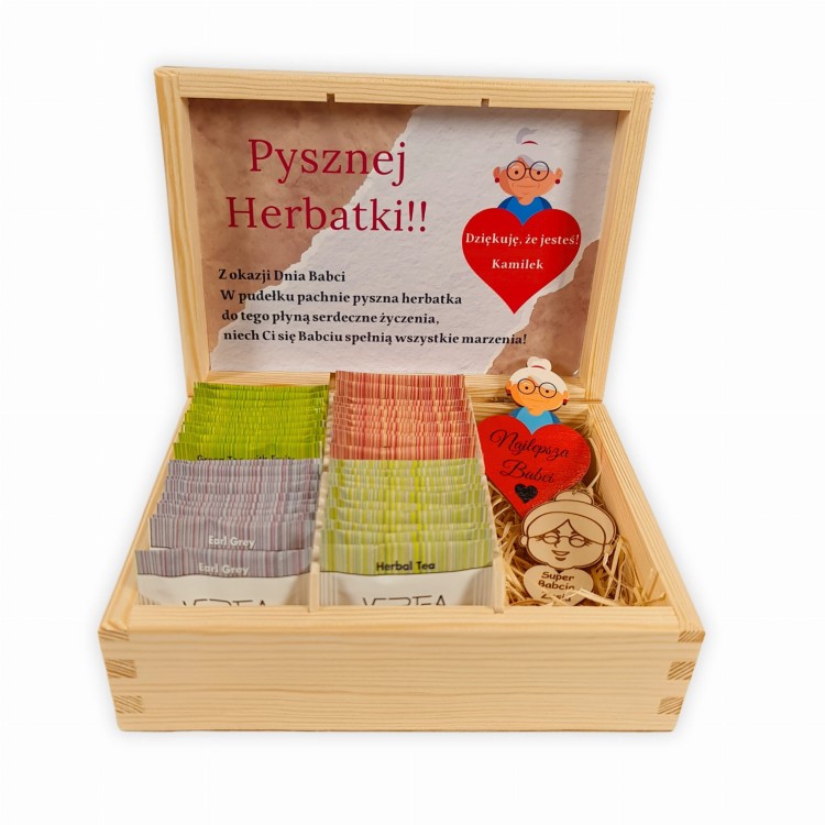 Skrzynka na herbatę prezent dla babci