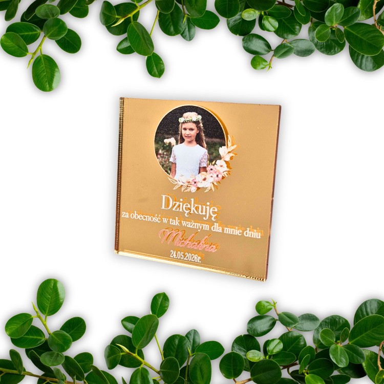 Magnes z zdjęciem podziękowanie na komunię