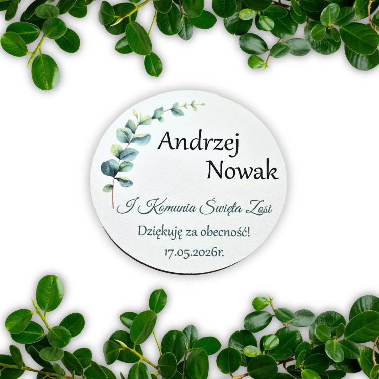 personalizowane podziękowanie dla gości na komunię