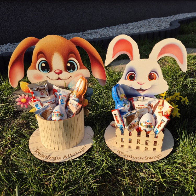 zajączek z koszyczkiem na słodycze prezent wielkanocny dla dziecka