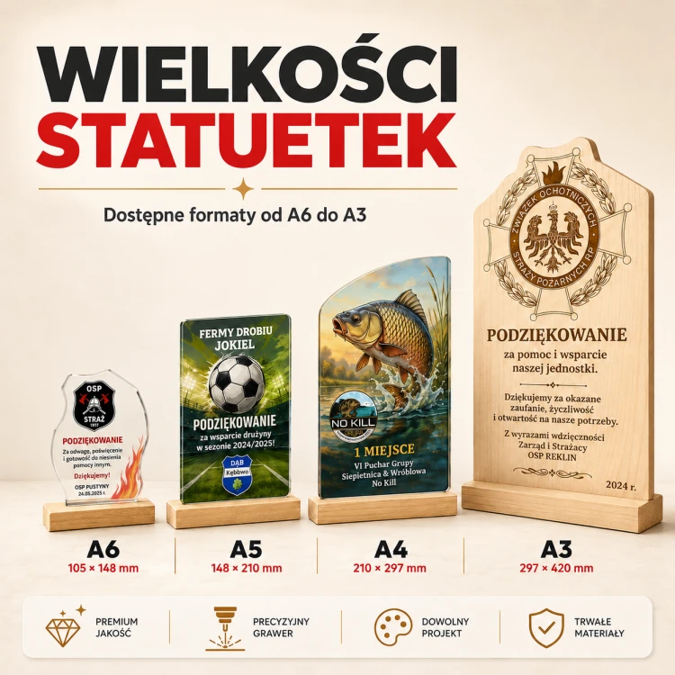 Różne wielkości statuetek