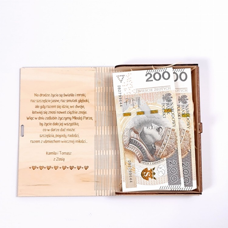 Pudełko na pieniądze z życzeniami