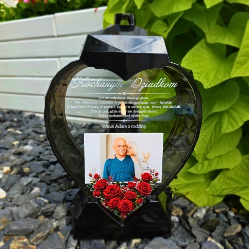 personalizowany znicz dla dziadków ze zdjęciem i dedykacją