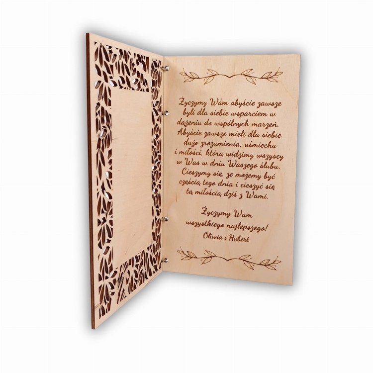 kartka pamiątka na ślub z życzeniami