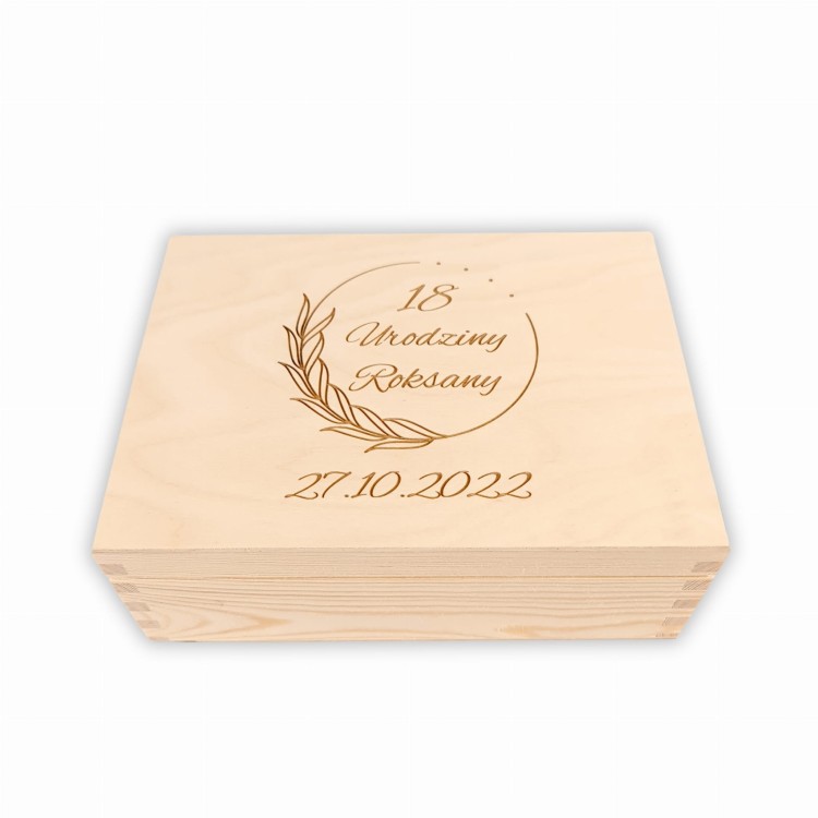 drewniana skrzynka prezent 18 urodziny