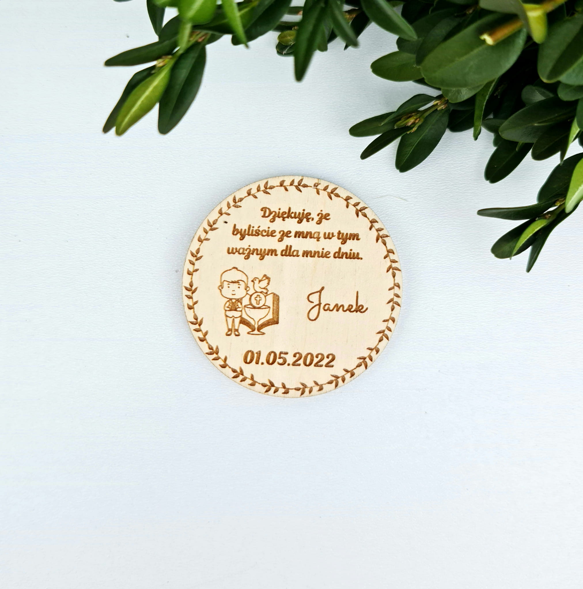 Podziękowania dla gości na komunię magnes