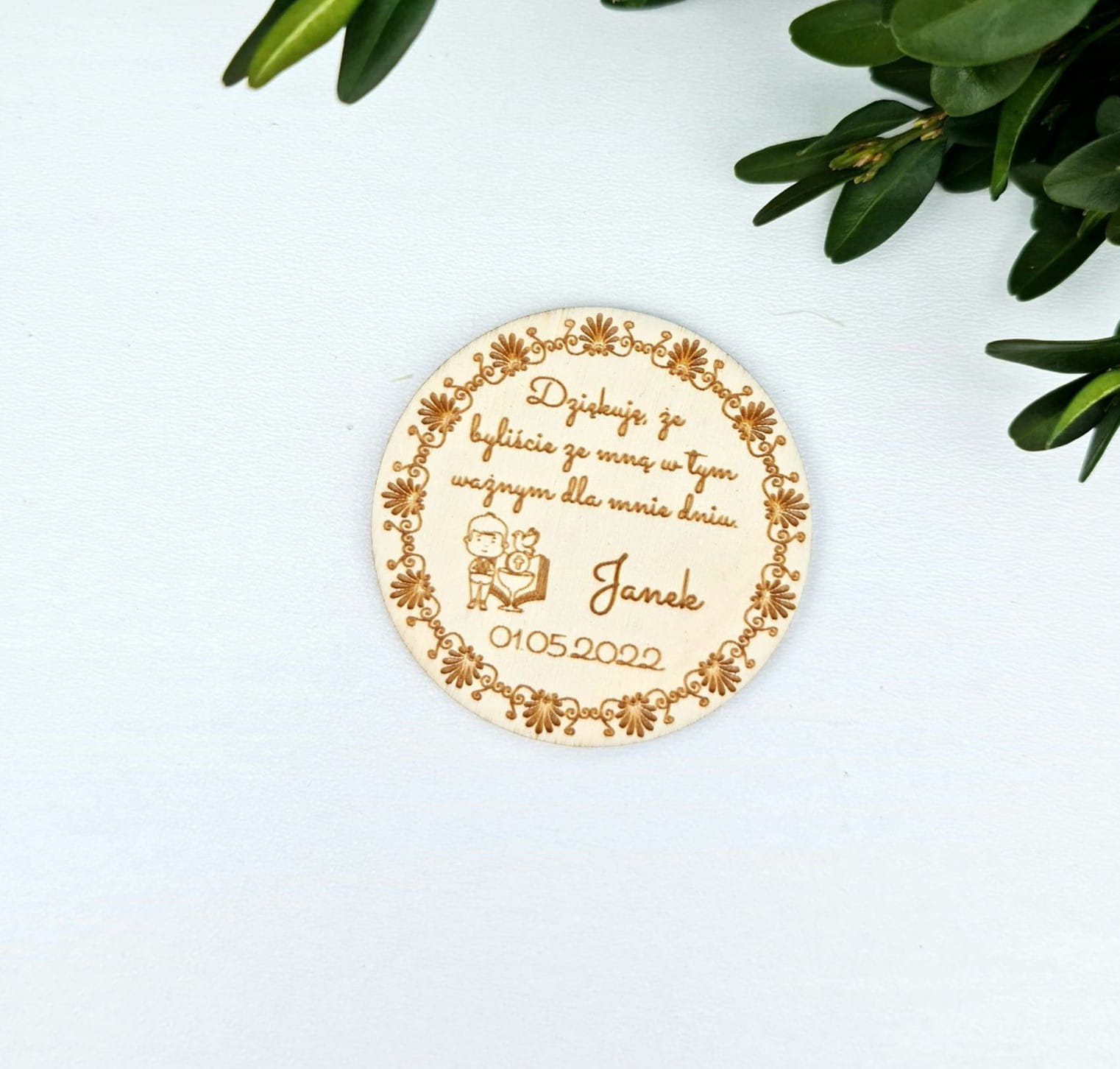 Podziękowania dla gości na komunię Magnes