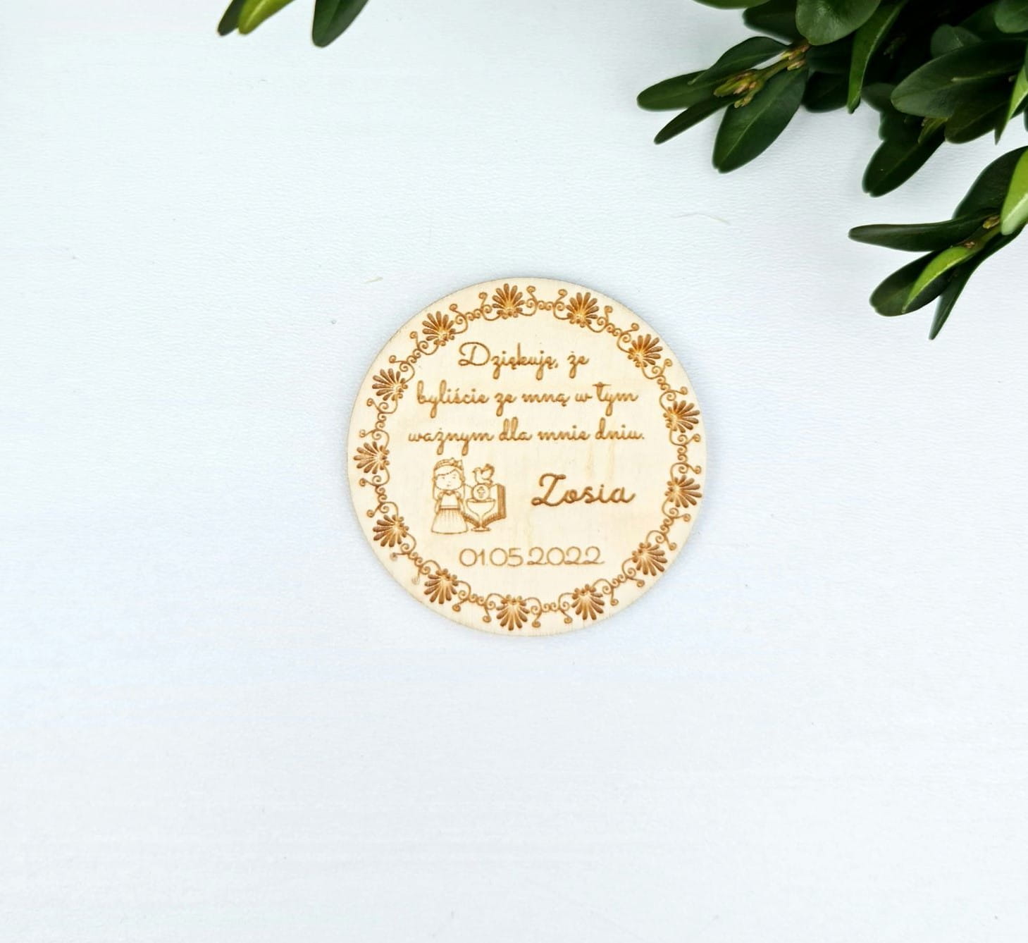 Podziękowania dla gości na komunię Magnes