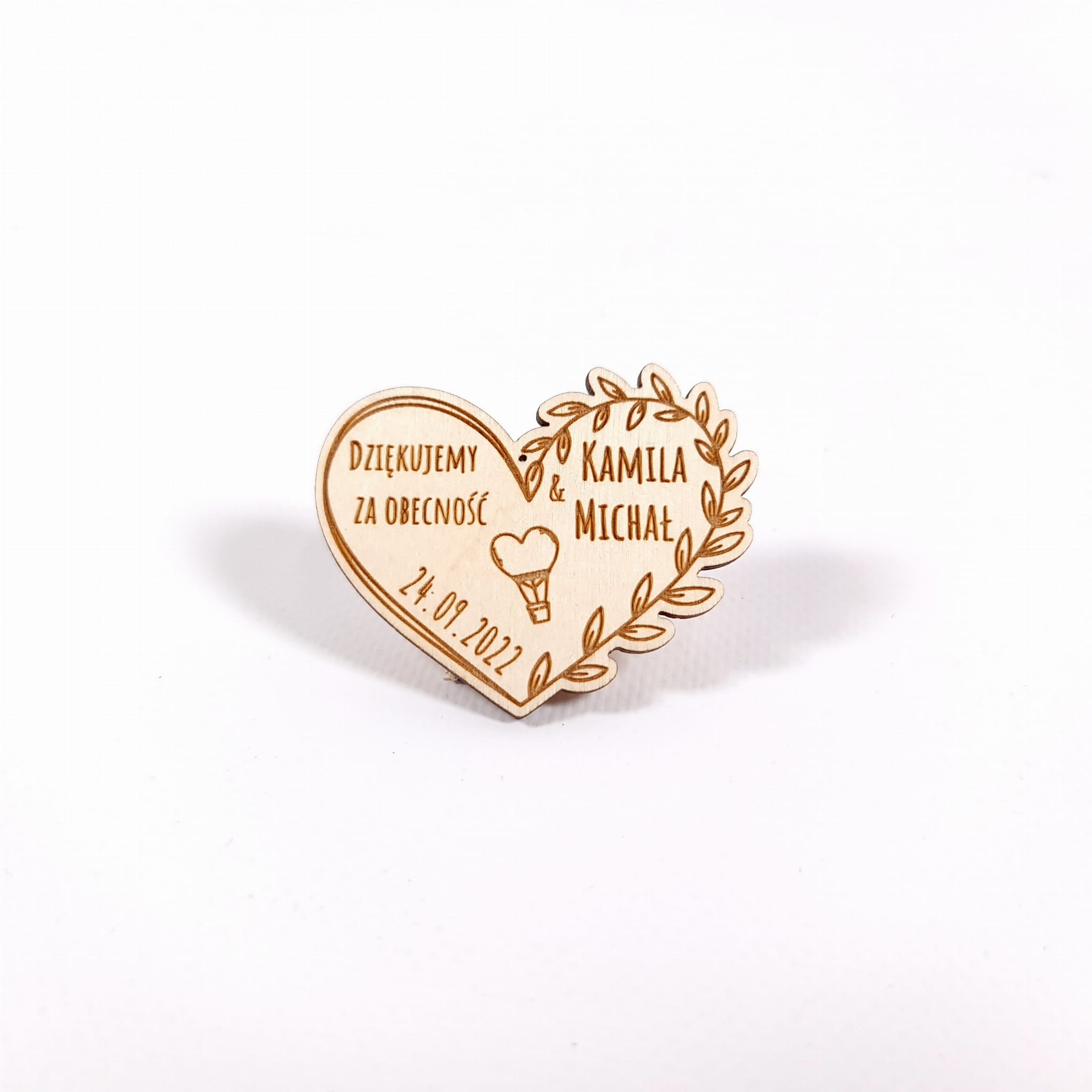 Podziękowanie dla gości na ślub magnes breloczek  serce